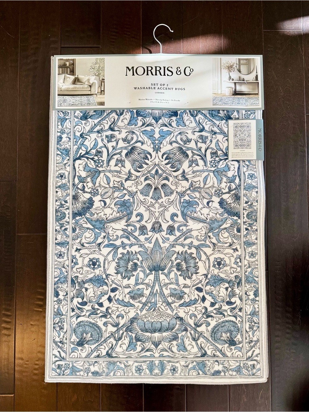 Morris & Co. Blue Lodden Washable Accent Rug Set of 2